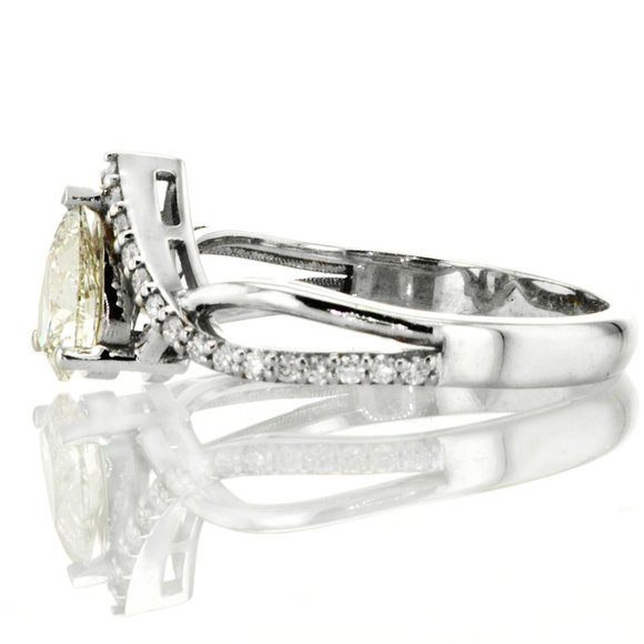 Diamond Infinity Engagement Ring Split Shank 0.86 Ct Natural Pear White 14K Gold - Picture 8 of 9